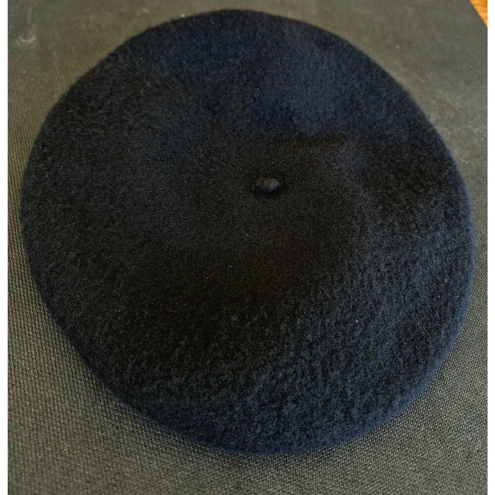 Vintage Beret De Luxe Black 100% Wool 10" WPL 10888 - Picture 4 of 9